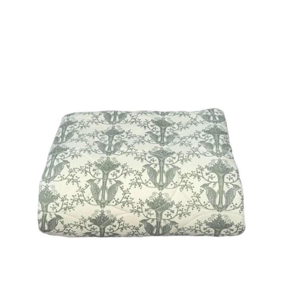 Kate Quinn Organic Cotton Muted Green Bird‎ Print Quilt Baby Nursery Blanket